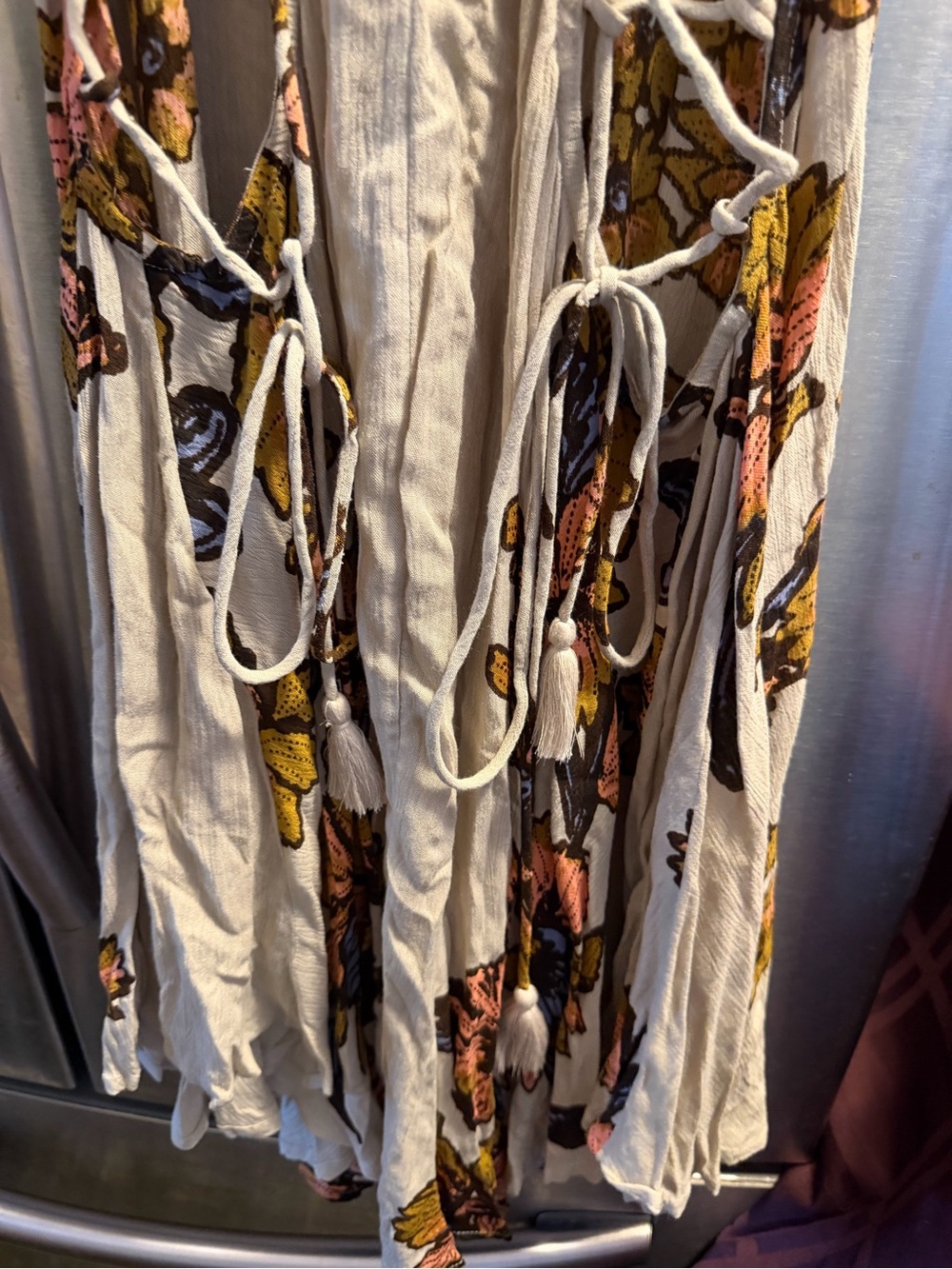 Free People Cream Maxi Dress with Pink, Yellow and Blue Floral Embroidery - Picture 7 of 10